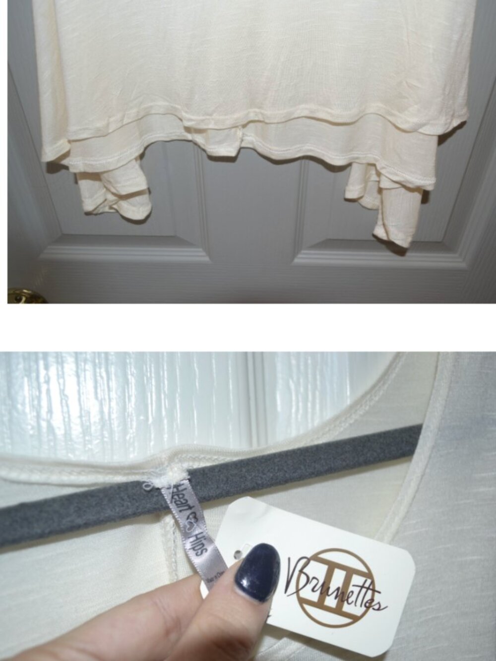 NWT Heart & Hips Cream High Low Tank Top Flowy Layering Top Size Medium - Picture 3 of 5